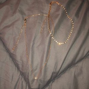 gold & pearl necklace with gold & silver choker